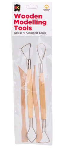 Clay Tools Wooden Modelling Tools EC Set 4 ( 2 Spat.& 2 Wire)